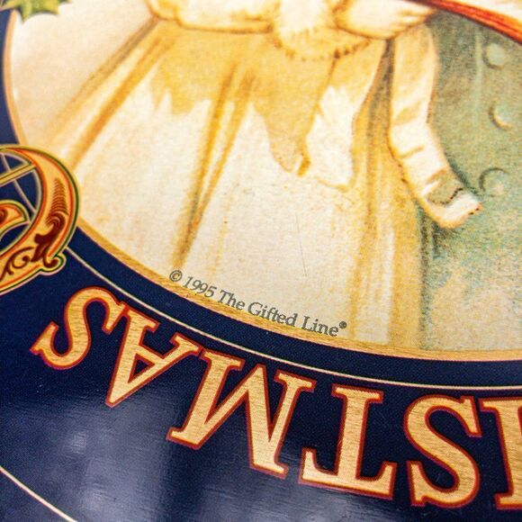 Vintage 1995 A Christmas Carol Round Aluminum Serving Tray Victorian Girls - Picture 6 of 10